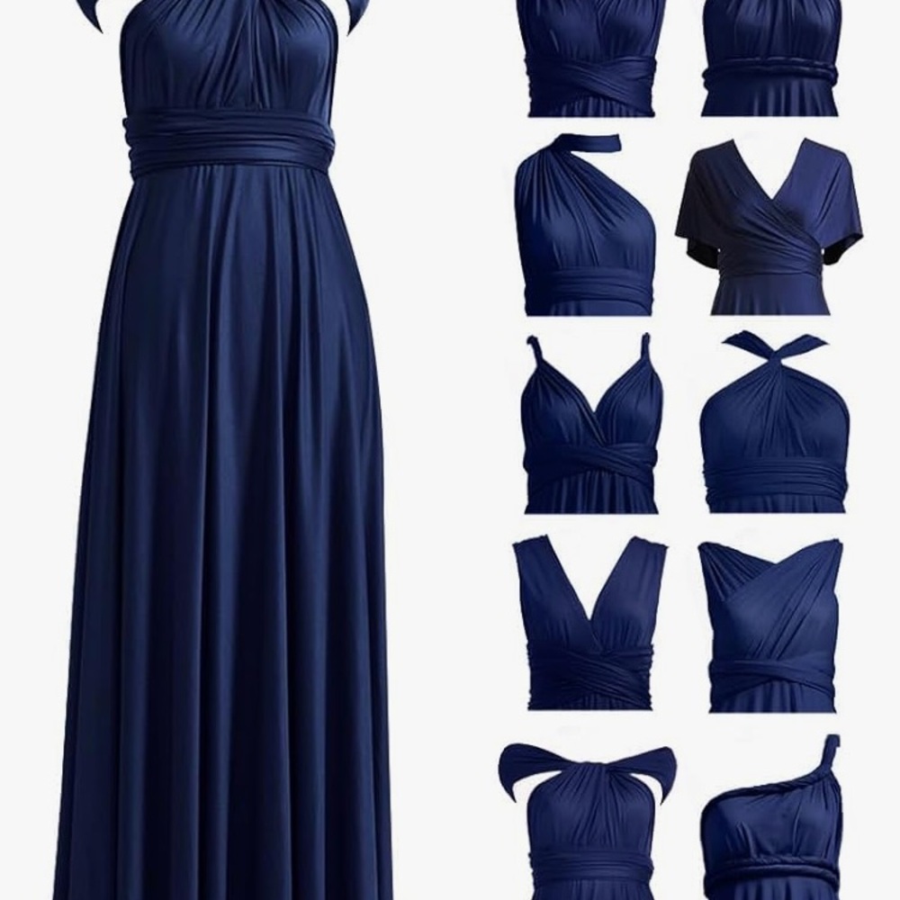 Navy‎ Blue Convertible Maxi Dress